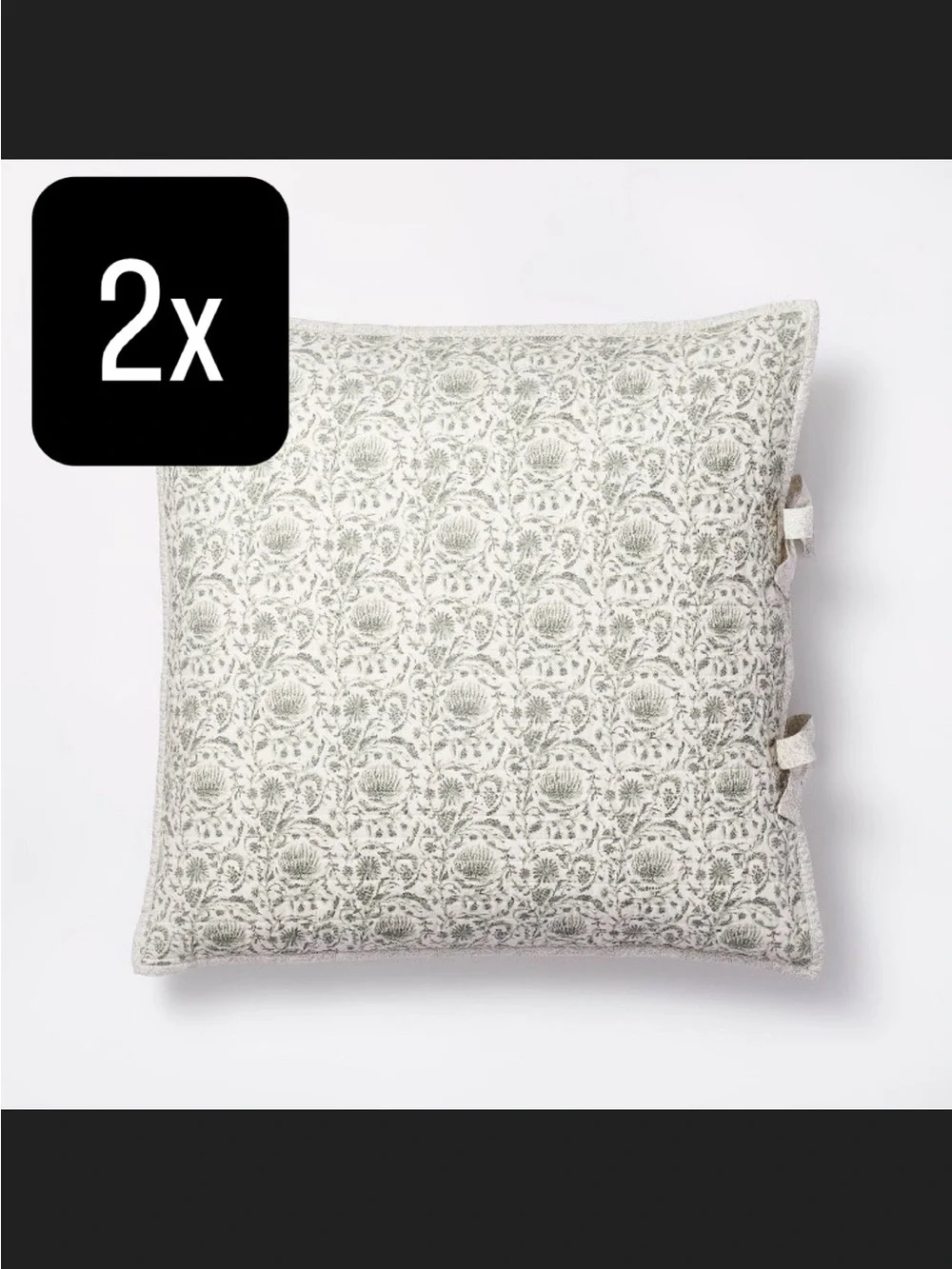 Set of 2 Euro Decorative Border Cotton Slub Print Quilt Shams from Threshold